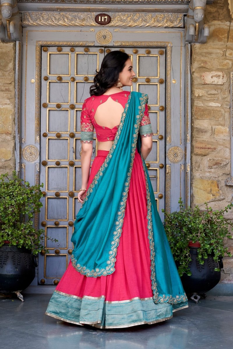 VICHITRA SILK ZARI WEAVINGWORK LEHENGA CHOLI WITH DUPATTA (WDN126) 01 - suitswala