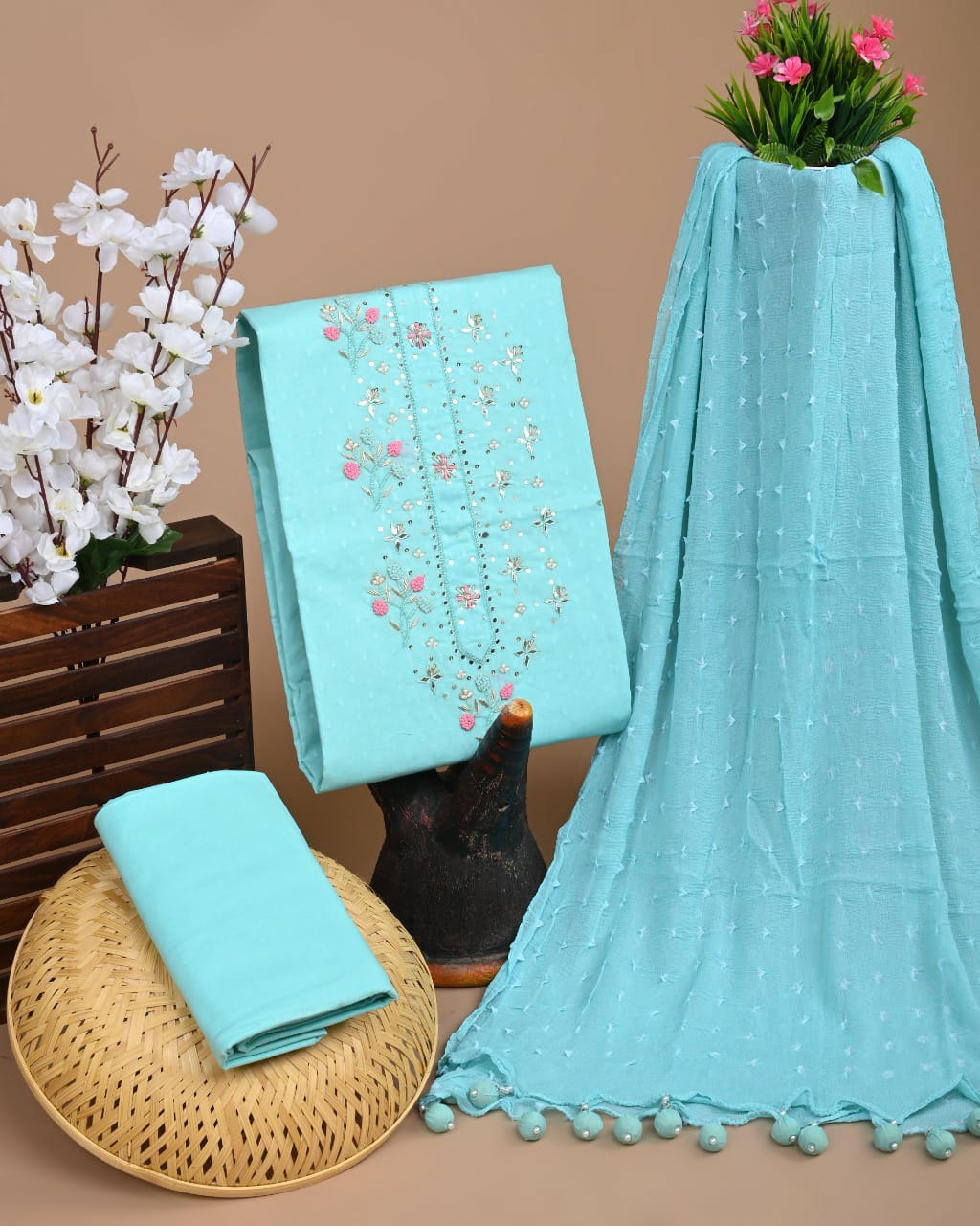ELEGANT GOTTA PATTI WORK WITH CLASSY CHIFFON DUPATTA (SWCHGT40)