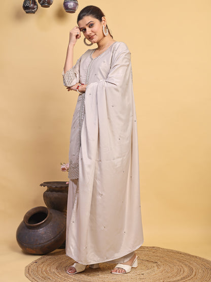 Elegant Grey Ethnic Wear Suit Set with Matching Dupatta (RRRD55)