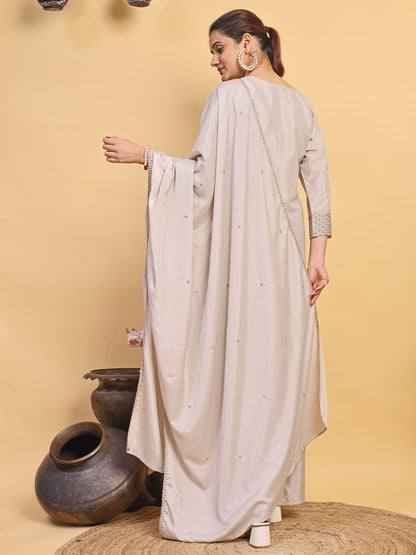 Elegant Grey Ethnic Wear Suit Set with Matching Dupatta (RRRD55)