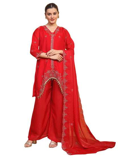 Elegant Red Designer Kurta Palazzo Set (RRRD57)