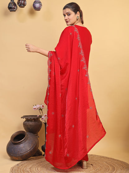 Elegant Red Designer Kurta Palazzo Set (RRRD57)