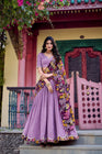 VICHITRA SILK THREAD EMBROIDERED AND KALAMKARI PRINTED LEHENGA CHOLI WITH DUPATTA (WDN89) 02