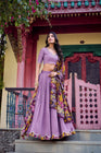 VICHITRA SILK THREAD EMBROIDERED AND KALAMKARI PRINTED LEHENGA CHOLI WITH DUPATTA (WDN89) 02