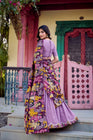 VICHITRA SILK THREAD EMBROIDERED AND KALAMKARI PRINTED LEHENGA CHOLI WITH DUPATTA (WDN89) 02