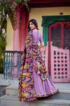 VICHITRA SILK THREAD EMBROIDERED AND KALAMKARI PRINTED LEHENGA CHOLI WITH DUPATTA (WDN89) 02