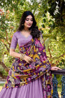 VICHITRA SILK THREAD EMBROIDERED AND KALAMKARI PRINTED LEHENGA CHOLI WITH DUPATTA (WDN89) 02
