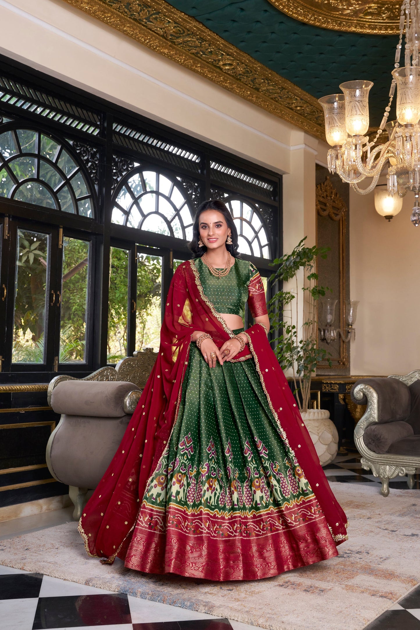 KANCHIPURAM PRINTED LEHENGA CHOLI WITH DUPATTA (WDN94)