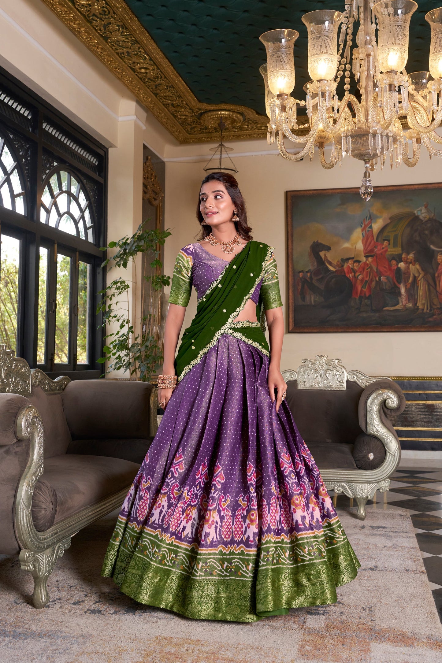 KANCHIPURAM PRINTED LEHENGA CHOLI WITH DUPATTA (WDN94) 01