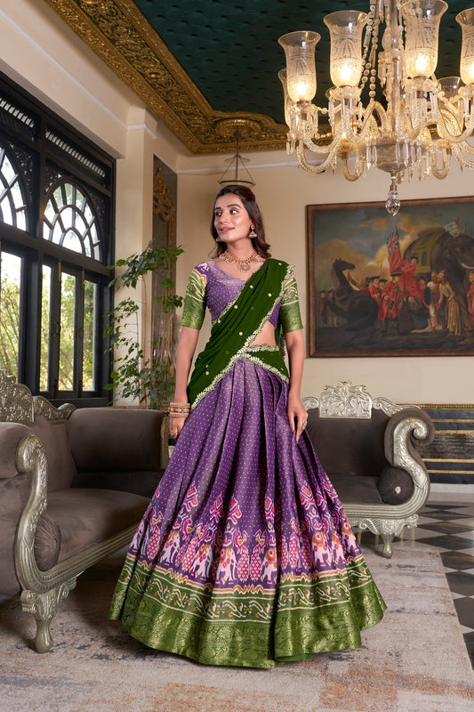 KANCHIPURAM PRINTED LEHENGA CHOLI WITH DUPATTA (WDN94) 01