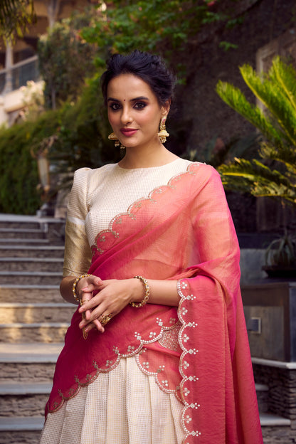 JEQUARD CHEX ZARI WEAVING WORK LEHENGA CHOLI WITH DUPATTA (WDN81)