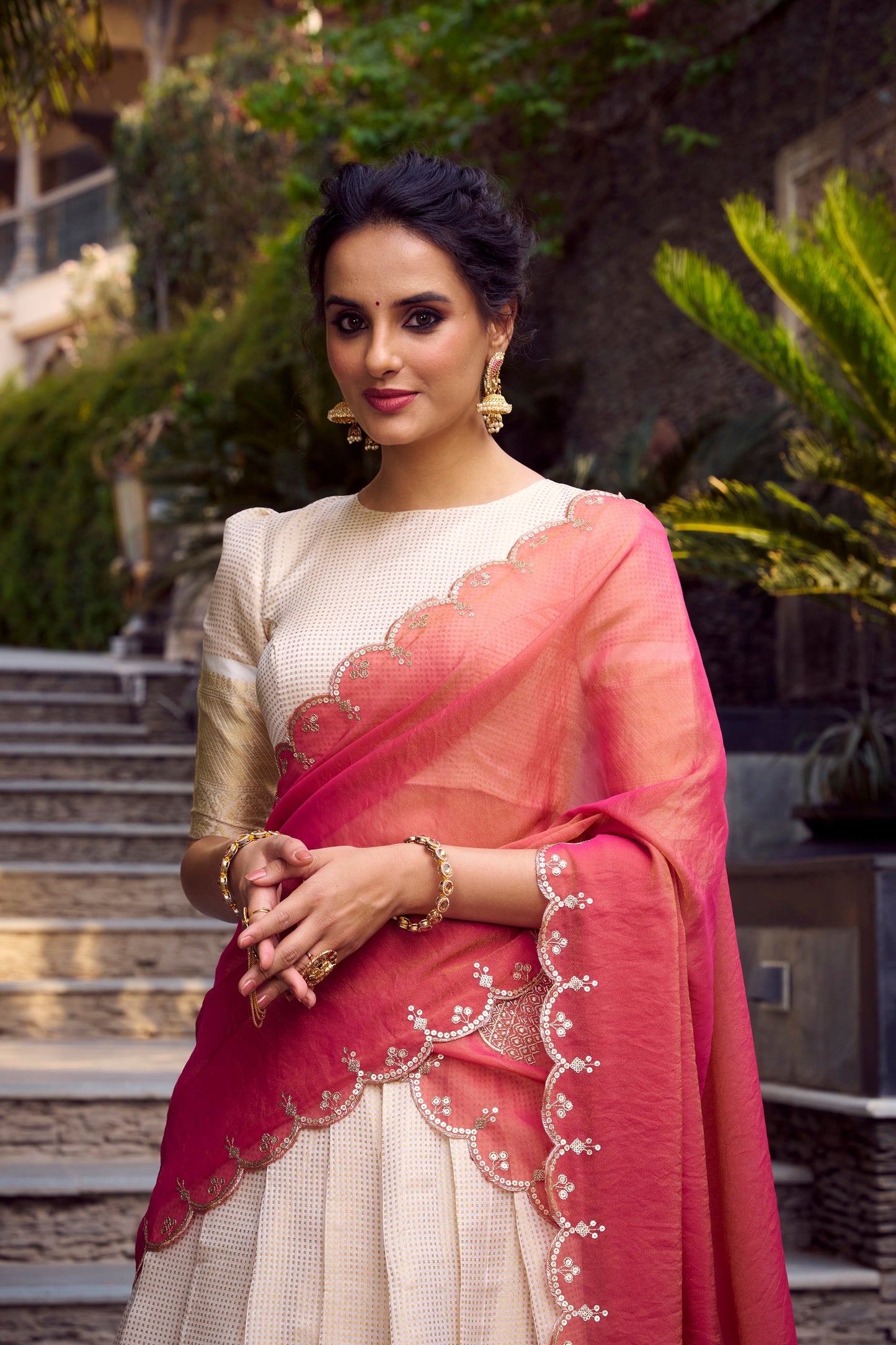 TILTON JEQUARD CHEX ZARI WEAVING WORK LEHENGA CHOLI WITH DUPATTA