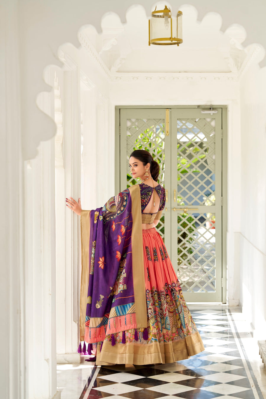 WEDDING SPECIAL KALAMKARI PRINTED LEHENGA CHOLI (WDN116) 01