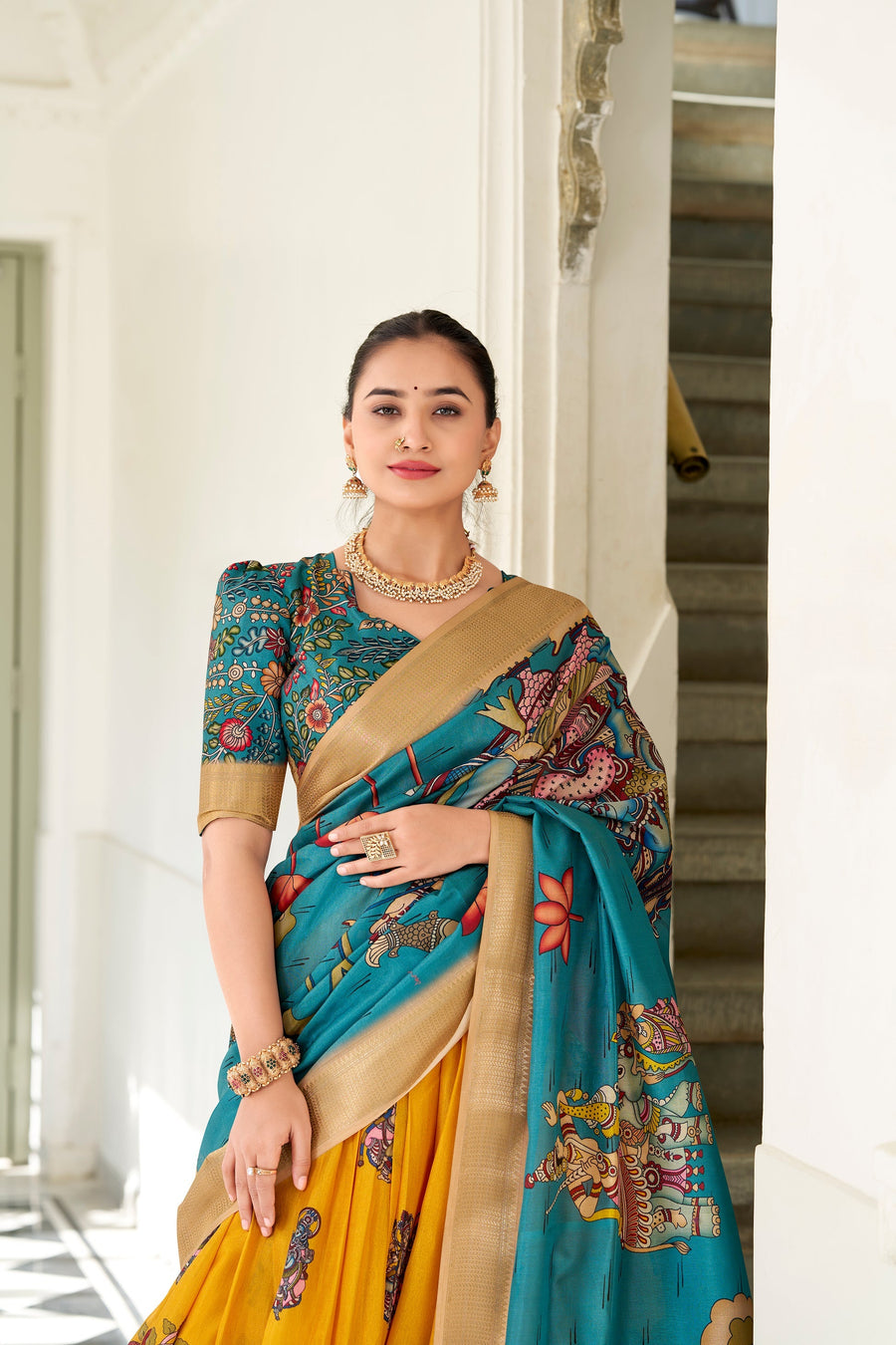 WEDDING SPECIAL KALAMKARI PRINTED LEHENGA CHOLI (WDN116) 03