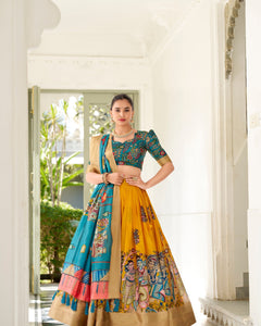WEDDING SPECIAL KALAMKARI PRINTED LEHENGA CHOLI (WDN116) 03