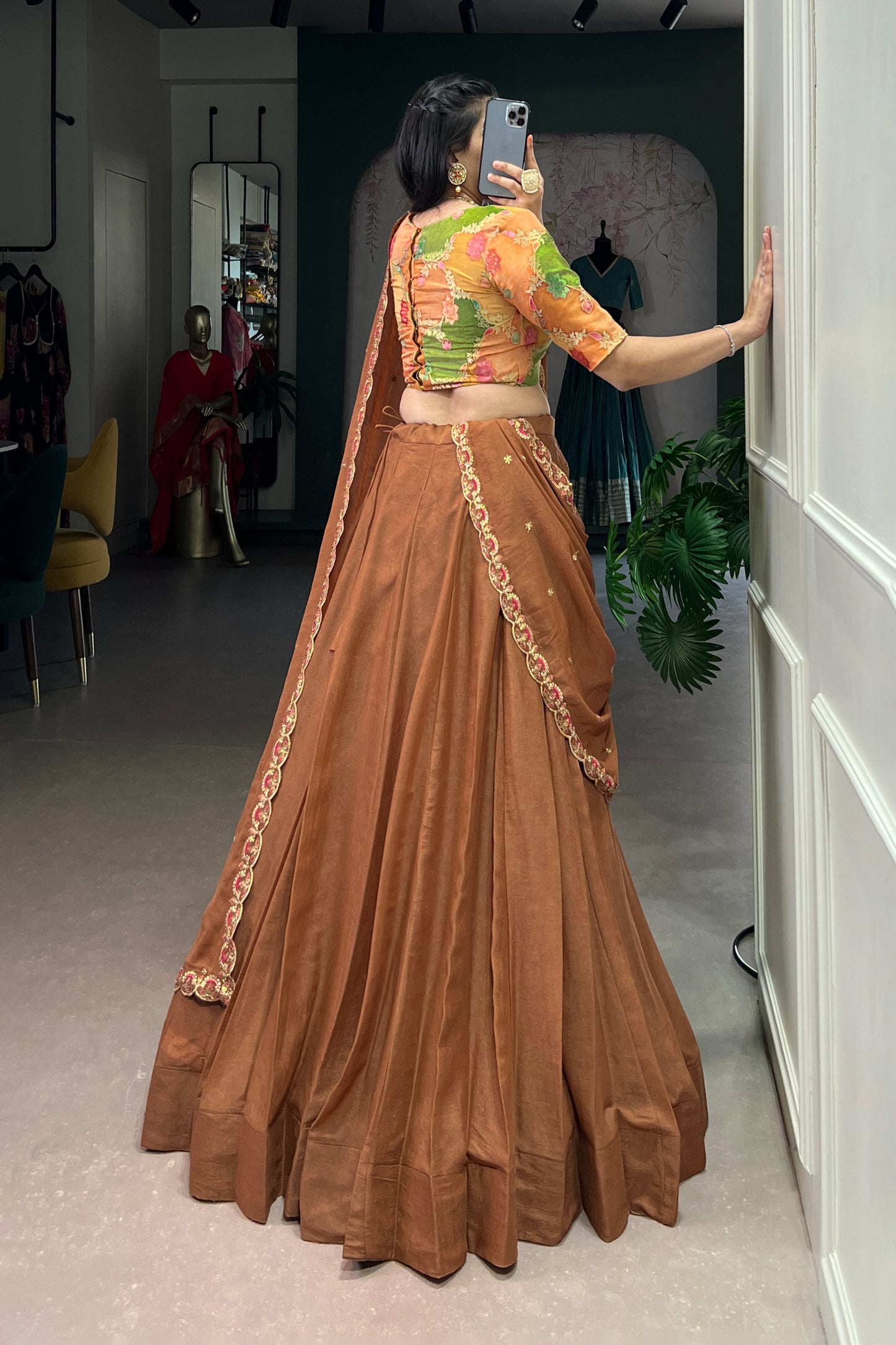 TILTON OCCASION SPECIAL CHOCKLATE CRUSH  HANDWORKED LEHENGA CHOLI WITH DUPATTA