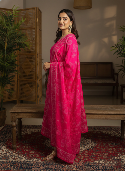 Graceful Pink Embroidered Kurta Set with Dupatta (SWDH17)