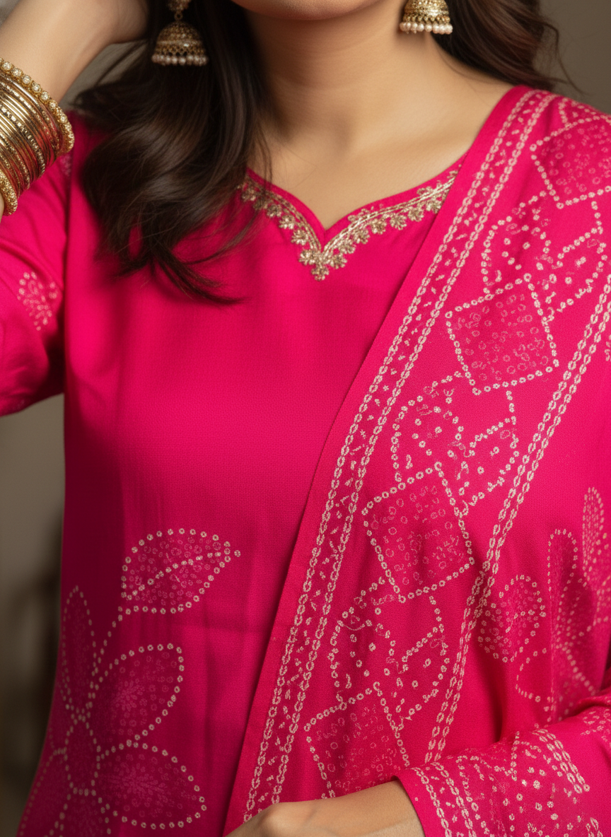 Graceful Pink Embroidered Kurta Set with Dupatta (SWDH17)