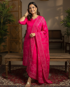 Graceful Pink Embroidered Kurta Set with Dupatta (SWDH17)