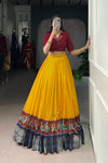 POLY COTTON PRINTED ZARI WEAVING LEHENGA WITH PURE COTTON HAND WORK BLOUSE (WDN85) 01