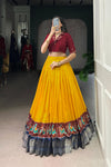 POLY COTTON PRINTED ZARI WEAVING LEHENGA WITH PURE COTTON HAND WORK BLOUSE (WDN85) 01