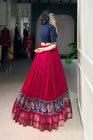 POLY COTTON PRINTED ZARI WEAVING LEHENGA WITH PURE COTTON HAND WORK BLOUSE (WDN85)