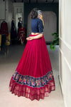 POLY COTTON PRINTED ZARI WEAVING LEHENGA WITH PURE COTTON HAND WORK BLOUSE (WDN85)