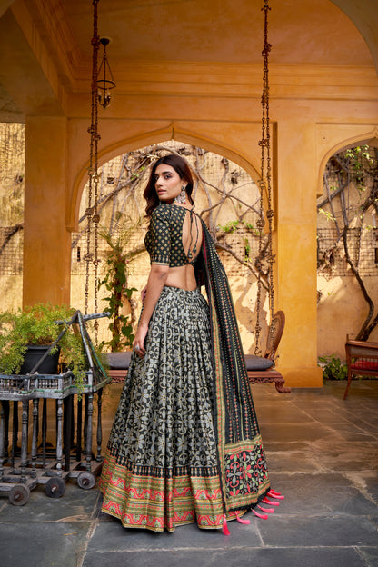 OCCASION SPECIAL TASAR SILK SPARKLE LACE LEHENGA CHOLI WITH DUPATTA (TT10)