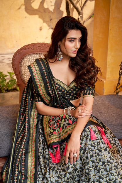 OCCASION SPECIAL TASAR SILK SPARKLE LACE LEHENGA CHOLI WITH DUPATTA (TT10)