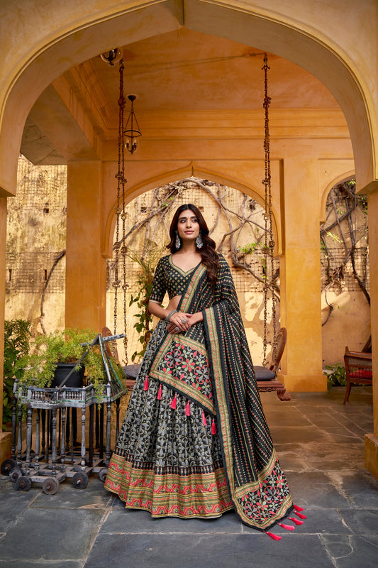 OCCASION SPECIAL TASAR SILK SPARKLE LACE LEHENGA CHOLI WITH DUPATTA (TT10)