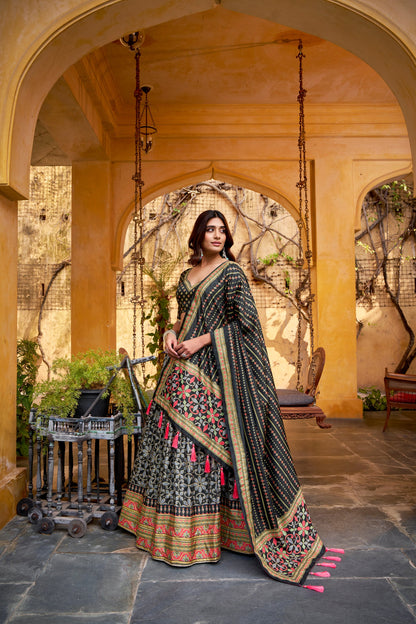 OCCASION SPECIAL TASAR SILK SPARKLE LACE LEHENGA CHOLI WITH DUPATTA (TT10)