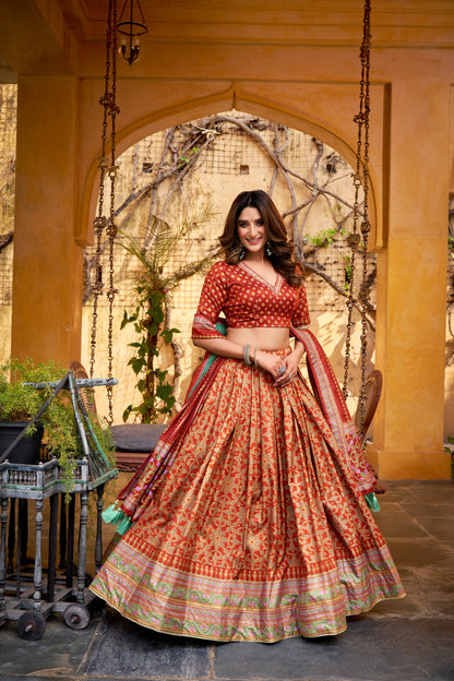OCCASION SPECIAL TASAR SILK SPARKLE LACE LEHENGA CHOLI WITH DUPATTA (TT10)