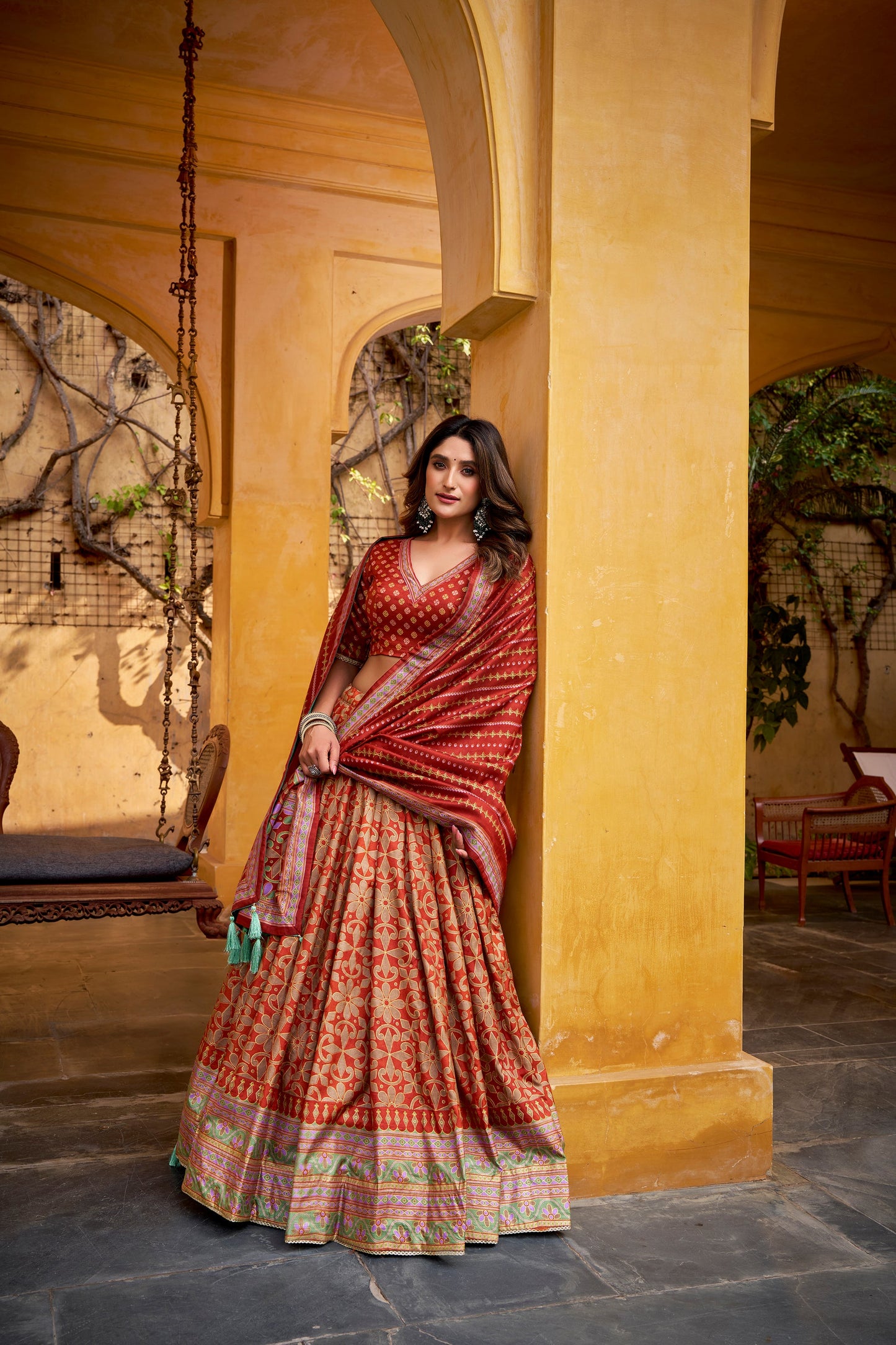 OCCASION SPECIAL TASAR SILK SPARKLE LACE LEHENGA CHOLI WITH DUPATTA (TT10)