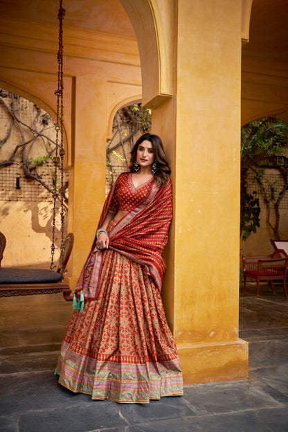 OCCASION SPECIAL TASAR SILK SPARKLE LACE LEHENGA CHOLI WITH DUPATTA (TT10)