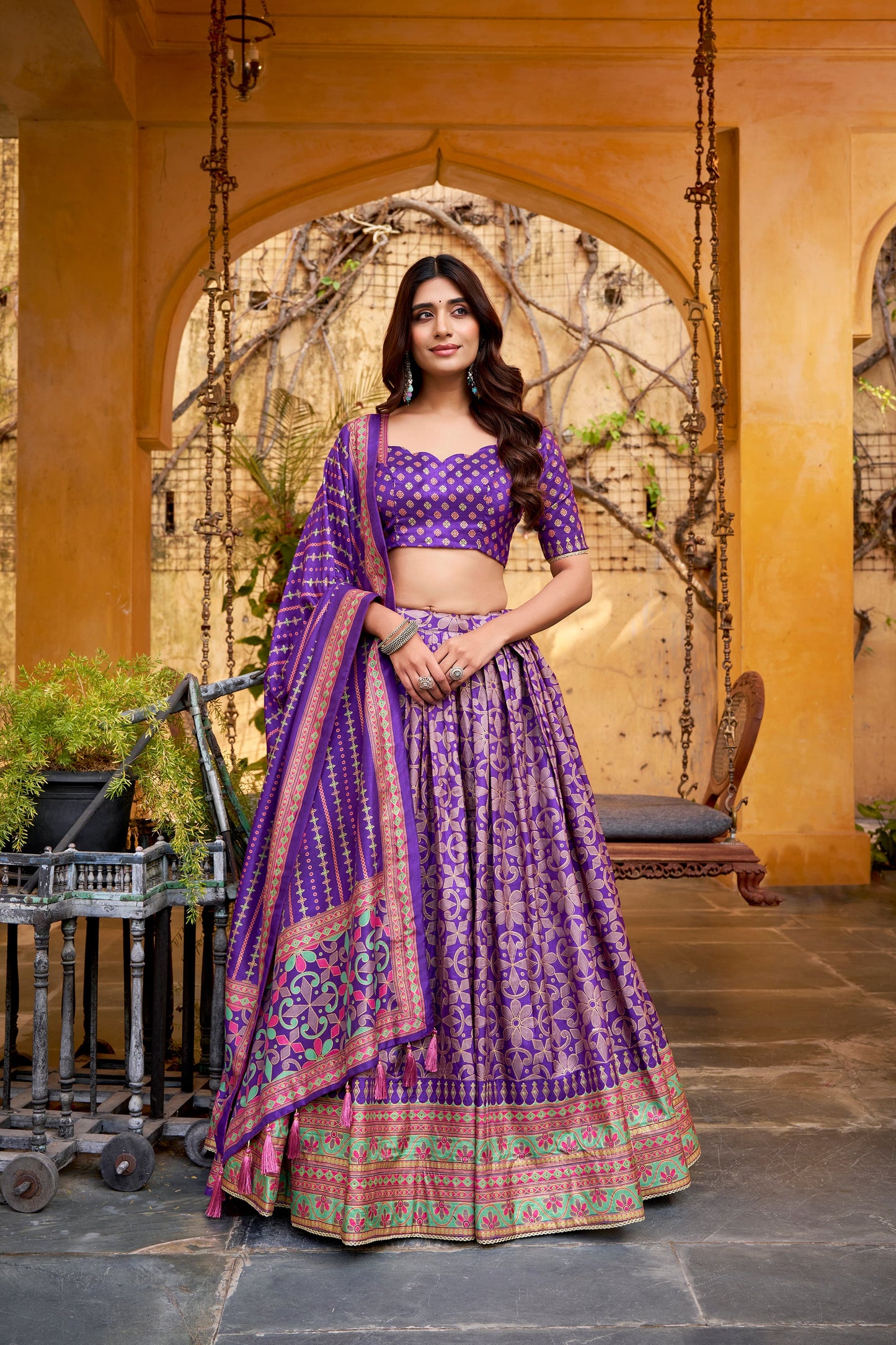 OCCASION SPECIAL TASAR SILK SPARKLE LACE LEHENGA CHOLI WITH DUPATTA (TT10)