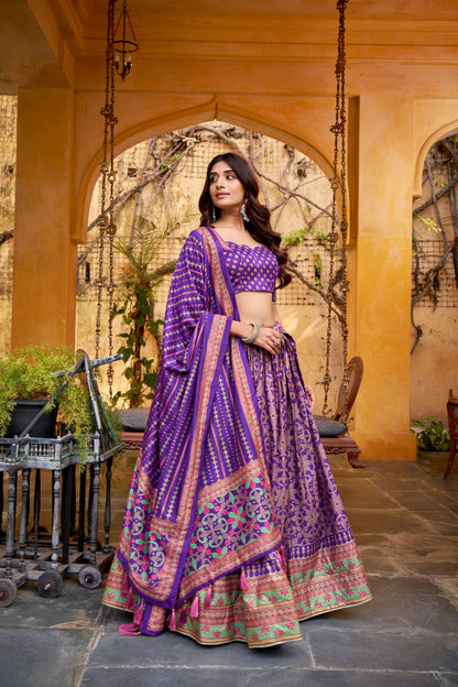 OCCASION SPECIAL TASAR SILK SPARKLE LACE LEHENGA CHOLI WITH DUPATTA (TT10)