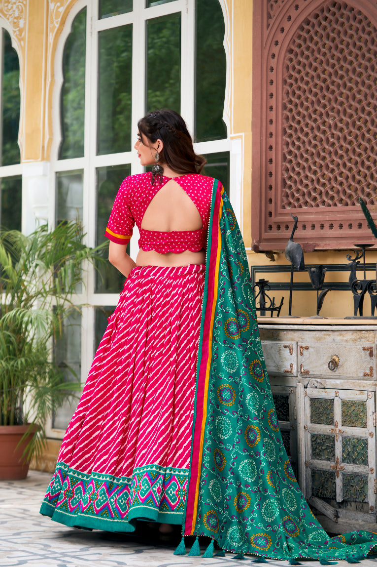 TILTON PREMIUM  PATOLA LEHERIYU PRINT LEHENGA CHOLI