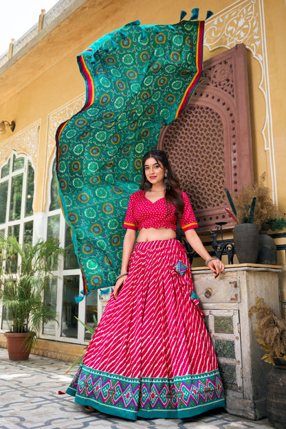 TILTON PREMIUM  PATOLA LEHERIYU PRINT LEHENGA CHOLI