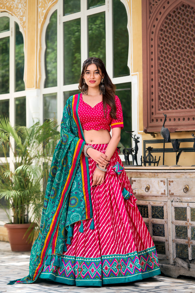 TILTON PREMIUM  PATOLA LEHERIYU PRINT LEHENGA CHOLI