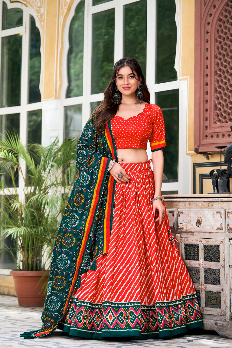 TILTON PREMIUM  PATOLA LEHERIYU PRINT LEHENGA CHOLI