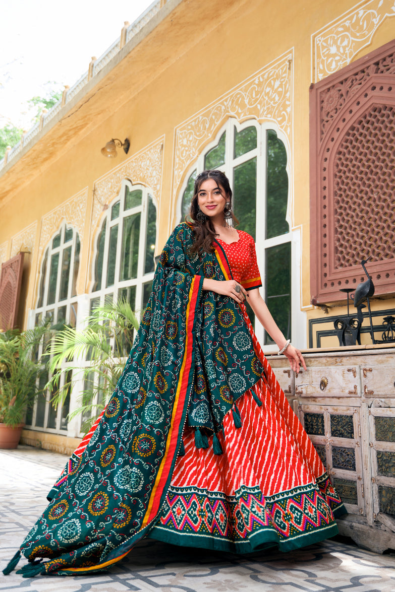 TILTON PREMIUM  PATOLA LEHERIYU PRINT LEHENGA CHOLI