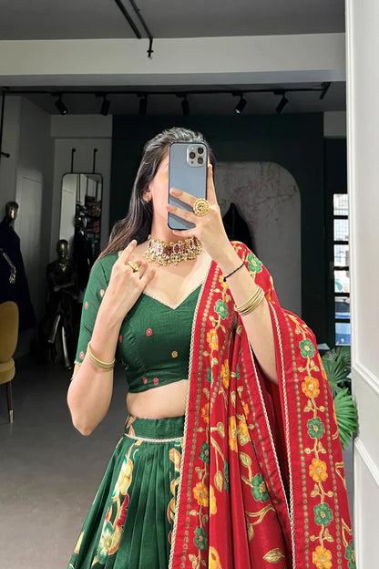 TUSSAR SILK LEHENGA CHOLI WITH DUPATA(WD64)
