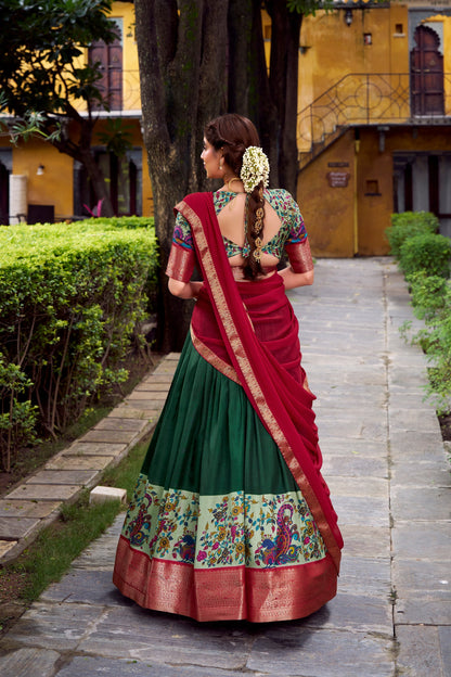 AASTHA SILK PRINTED ZARI WEAVING LEHENGA CHOLI WITH DUPATTA (WDN103)