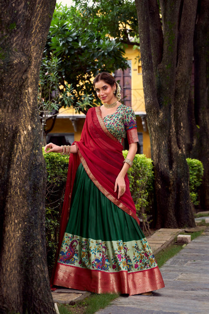 AASTHA SILK PRINTED ZARI WEAVING LEHENGA CHOLI WITH DUPATTA (WDN103)