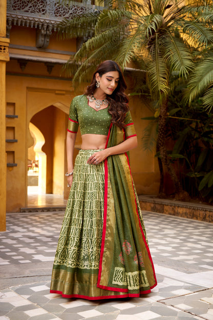 OCCASION SPECIAL DOLA SILK BATIK PRINTED LEHENGA CHOLI WITH DUPATTA (TT09)