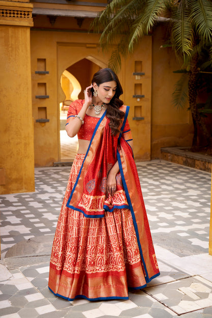 OCCASION SPECIAL DOLA SILK BATIK PRINTED LEHENGA CHOLI WITH DUPATTA (TT09)