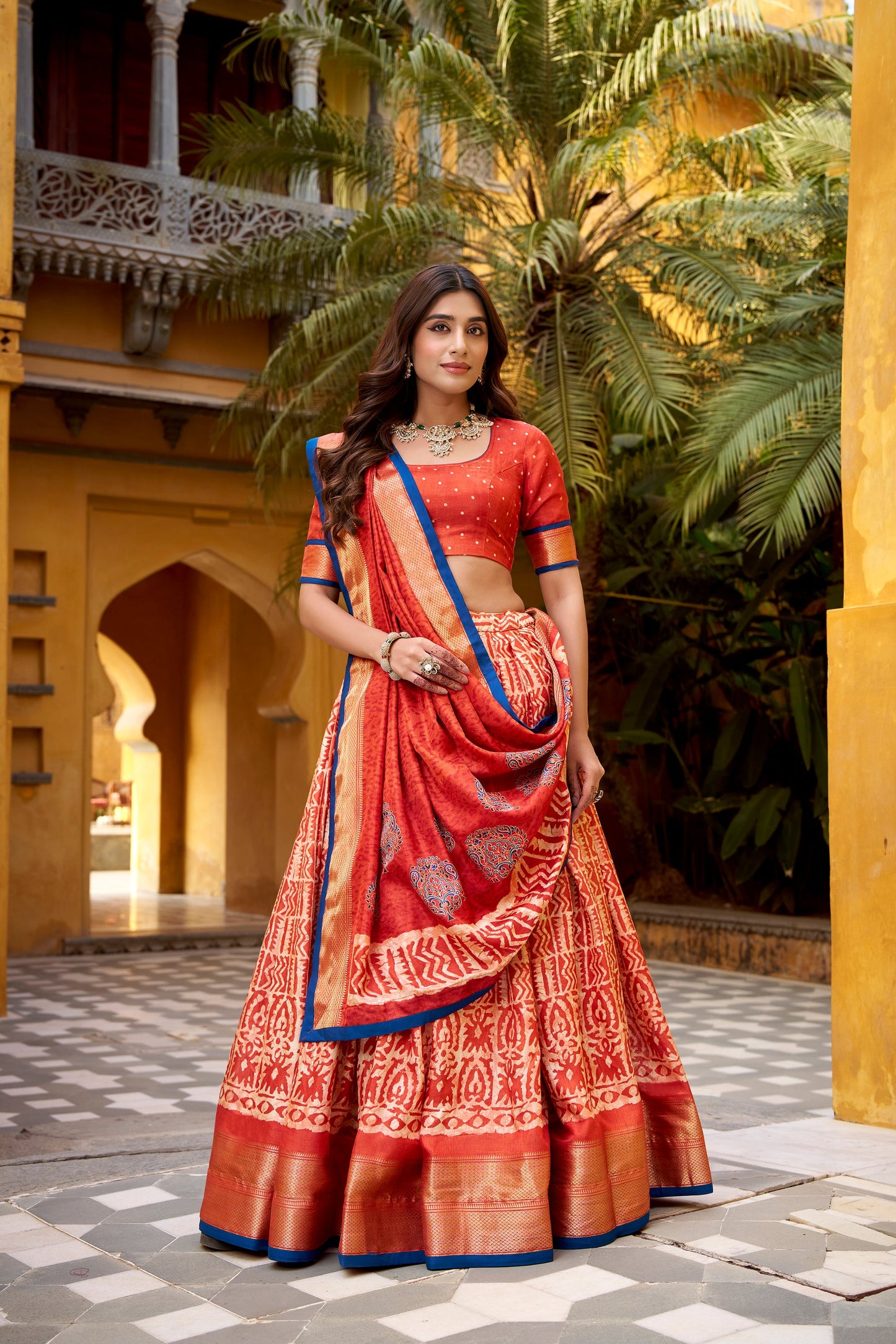 OCCASION SPECIAL DOLA SILK BATIK PRINTED LEHENGA CHOLI WITH DUPATTA (TT09)