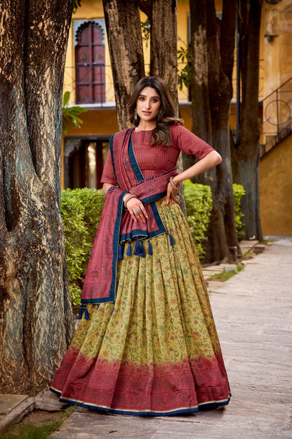 OCCASION SPECIAL VICHITRA SILK LEHENGA CHOLI WITH DUPATTA (TT01)