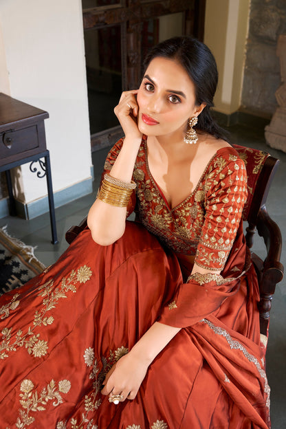 WEDDING SPECIAL RANGOLI SILK SEQUINS AND THREAD EMBROIDERED LEHENGA CHOLI WITH DUPATTA (WDN99)