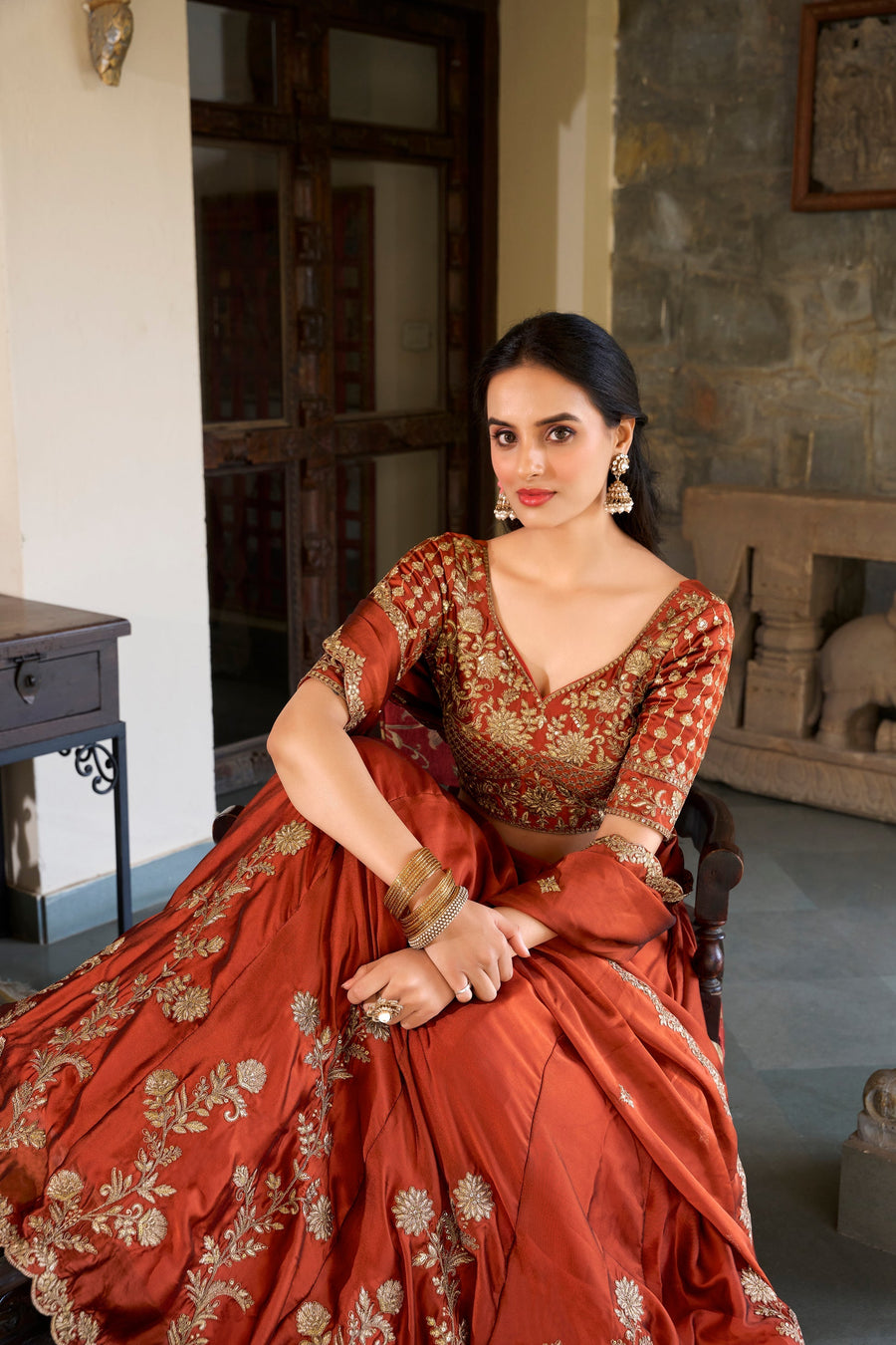 WEDDING SPECIAL RANGOLI SILK SEQUINS AND THREAD EMBROIDERED LEHENGA CHOLI WITH DUPATTA (WDN99)